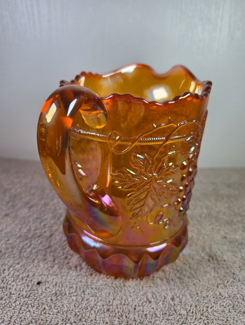 Vintage Imperial Glass Marigold Carnival Glass Pitcher Imperial Grape Pattern - Picture 7 of 11